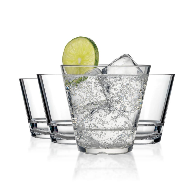 DRINIQUE Unbreakable Caliber Rocks Whiskey Glass (Set of 4) 9.5oz Old Fashioned Whiskey Glasses - Stackable, Shatterproof, Dishwasher Safe - Clear - Image 1